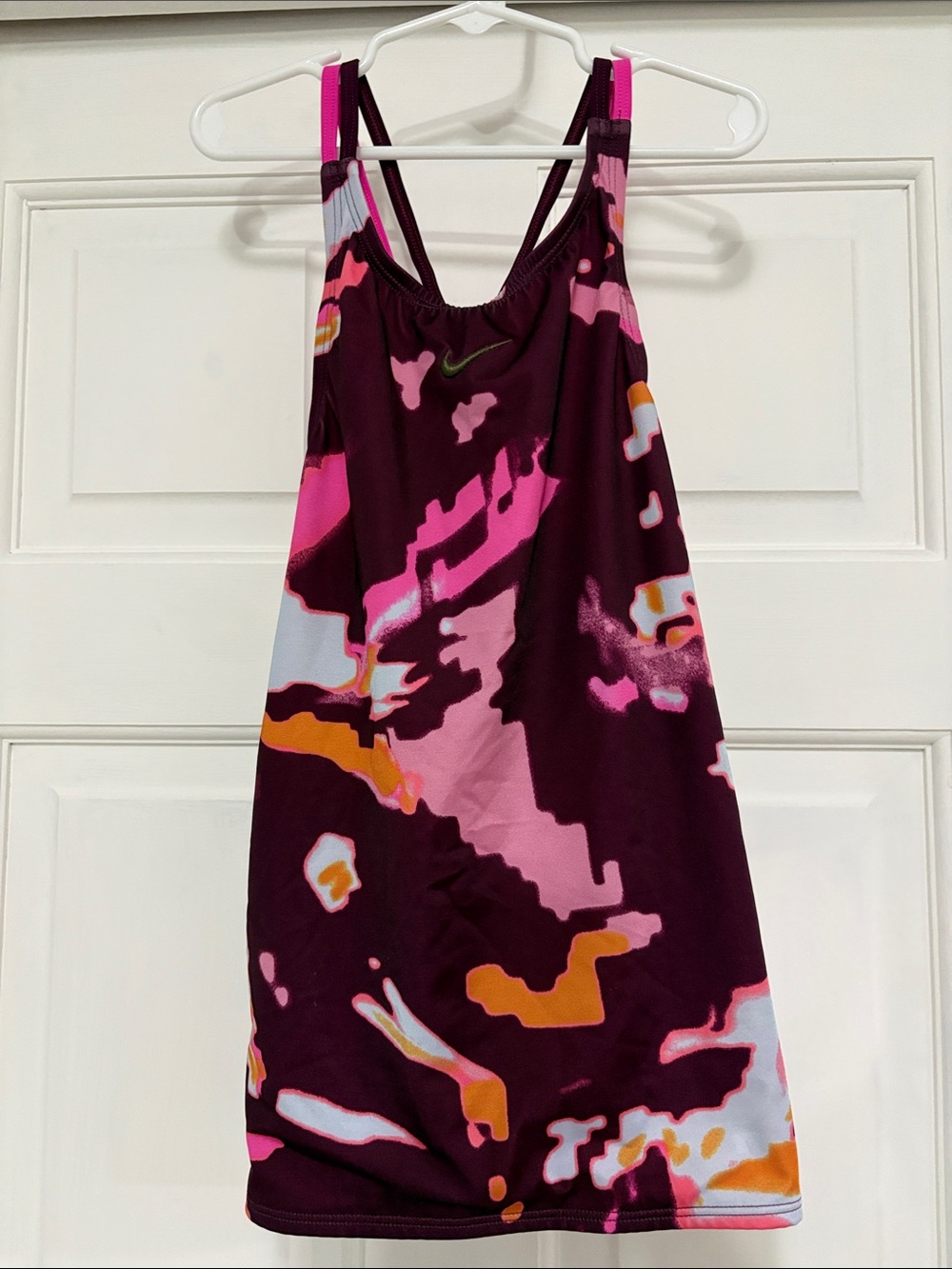 Nike Girls Maroon, Pink & Orange Abstract Tank Top
